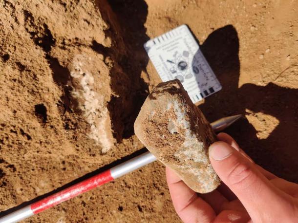 The archaeologists at Orozmani in Georgia also found stone tools. (Giorgi Bidzinashvili / Georgian National Museum)