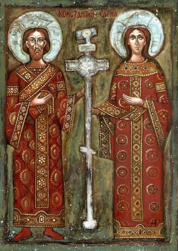 ortodox Bulgarisk ikon för Konstantin och hans mor, St.Helena.