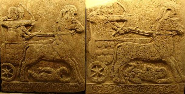 Orthostat relief in basalt; battle chariot, Carchemish