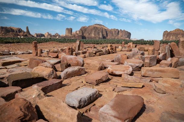 Outcrops at the Lion Tombs of Dadan at ancient oasis ﻿﻿of Al-Ula, Saudi Arabia. (hyserb / Adobe stock)