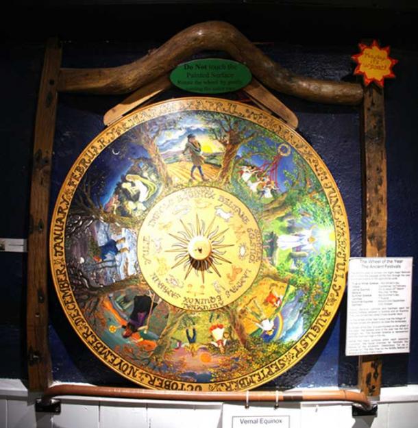 Pagan Wheel of the Year at the Museum of Witchcraft, Boscastle, UK.