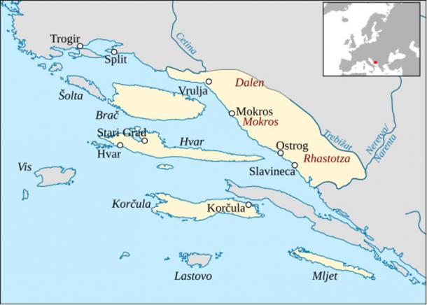 Pagania (the principality of the Narentines) in the 9th century.