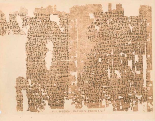 Página 1 y parte de la página 2 del papiro ginecológico de Kahun fechado alrededor de 1825 a.  (Francis Llewellyn Griffith. (1862-1934)/ Dominio público)
