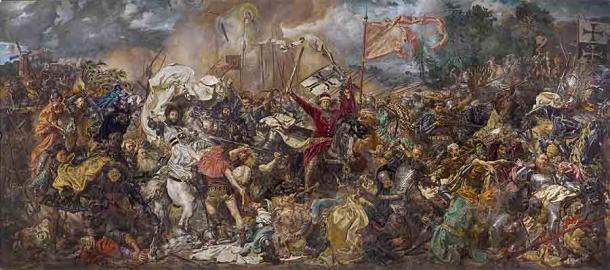 This painting of the Battle of Grunwald includes the image of Jan Zizka in the midst of the fighting. (Public domain)