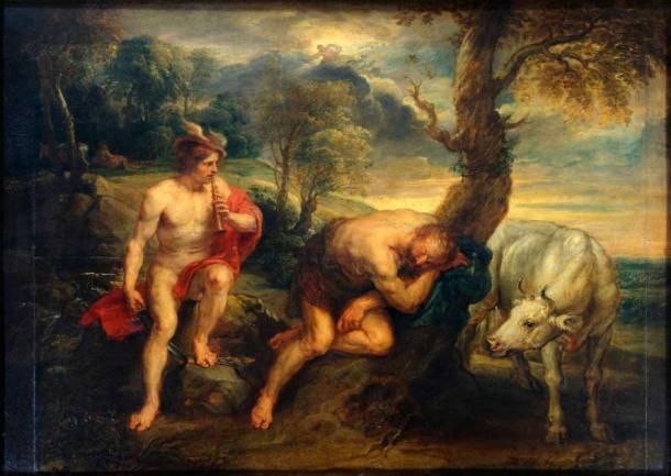 Painting Peter Paul Rubens showing Argos Panoptes being lulled to sleep by Hermes, aka Mercury. (Public domain)