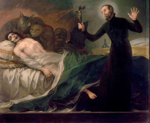 Painting of Saint Francis Borgia performing an exorcism, as depicted by Goya (Public Domain)