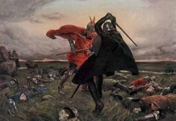 Painting of the battle between King Arthur and Mordred by William Hatherell. (Public Domain)