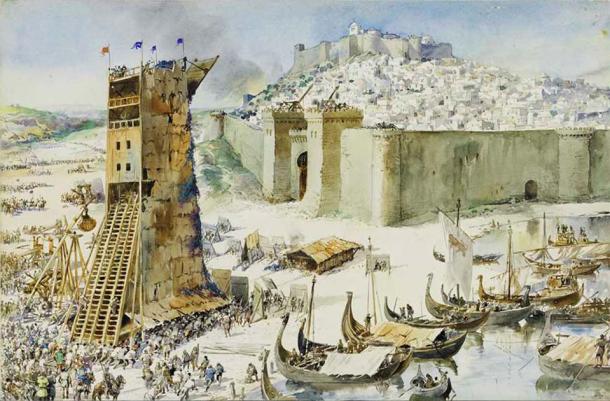 Painting by Roque Gameiro depicting the Siege of Lisbon in 1147. (Public domain)