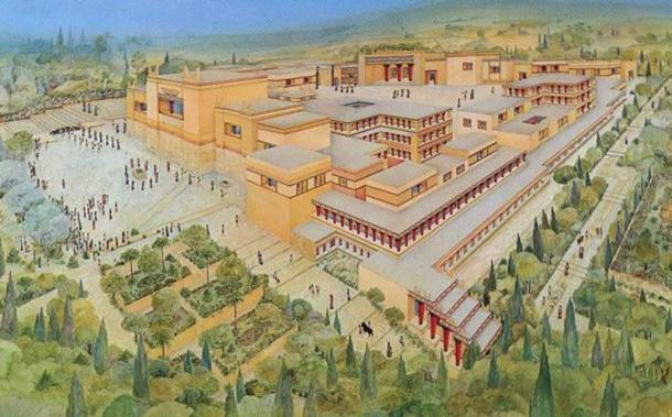 Artist’s representation of the Palace at Knossos.