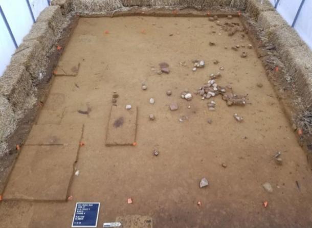 The Paleoindian site contained an open fire pit and a number of posts from temporary housing, along with 15,000 artifacts. (© Connecticut DOT)