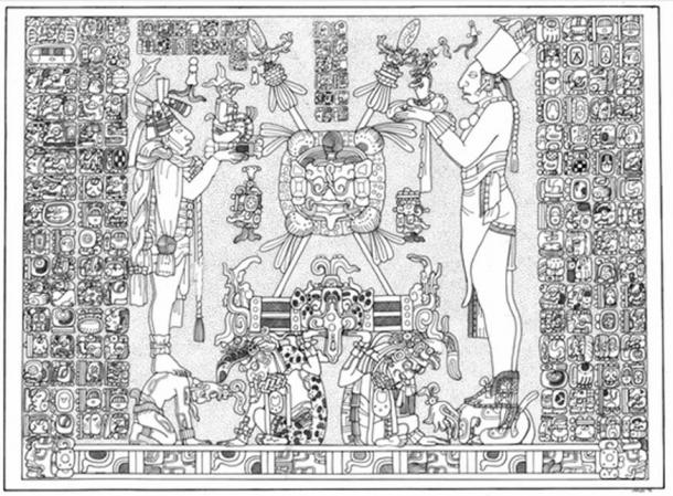 Panel Temple of the Sun. Linda Schele Drawing. Courtesy of Ancient Americas at LACMA