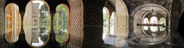 Panorama of Khalvat karim khani, Golestan Palace, Tehran, Iran.