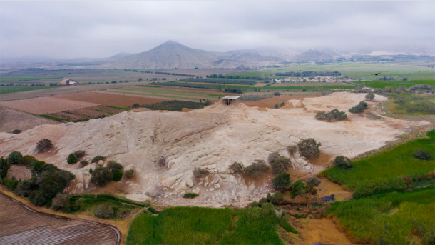 Panorámicas del complejo Moche en excavación en Pañamarca. (Fotografía aérea con dron por J. Antonio Ochatoma Cabrera/Panamarca)