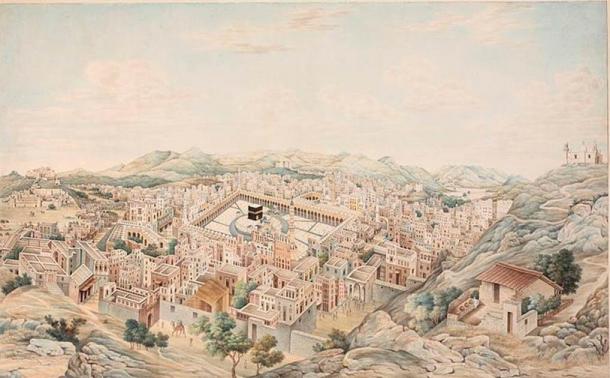 Panoramic View of Mecca, Mecca, Saudi Arabia, 1845. From the Nasser D. Khalili Collection of Hajj and the Arts of Pilgrimage. (Khalili Foundation/CC BY SA 4.0)