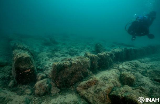 Part of submerged Maya city in Lake Atitlán, in Guatemala. (INAH)