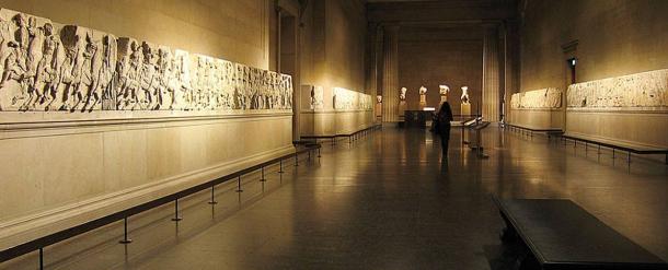 Parthenon marbles on display at The British Museum. 