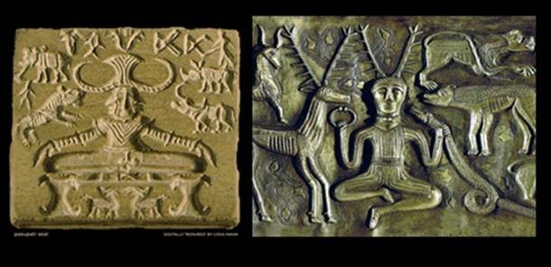 Pashupati (left) and Cernunnos (right).