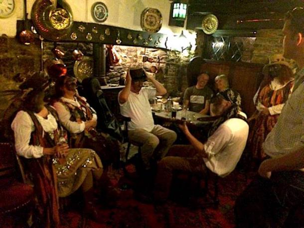 Patrons at the British pub. (The Old Church House Inn / Facebook)
