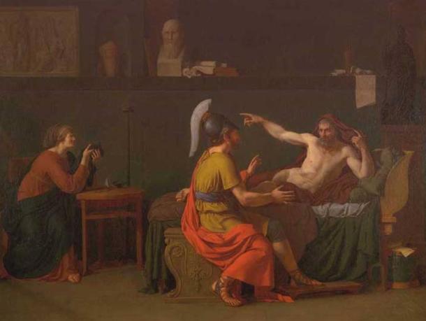 Pericles (in helmet) taking inspiration from Anaxagoras