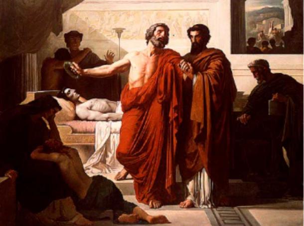 Pericles mismanaged the plague of Athens, which caused the death of Pericles, his son, and up to a third of Athens. Pericles at the deathbed of his son, painting by François Chifflart, 1851 (VladoubidoOo / CC BY SA 3.0)