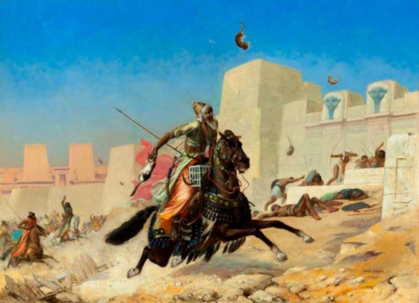 The Persians may have pioneered psychological warfare tactics in the 6th century BC, using the Egyptians reverence for cats against them. King Cambyses at the siege of Peluse by Paul-Marie Lenoir, oil on canvas, 1872. (Public Domain)