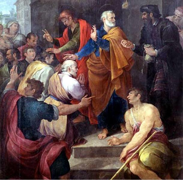 Peter's conflict with Simon Magus by Avanzino Nucci, 1620. Simon is on the right, dressed in black.1619. 
