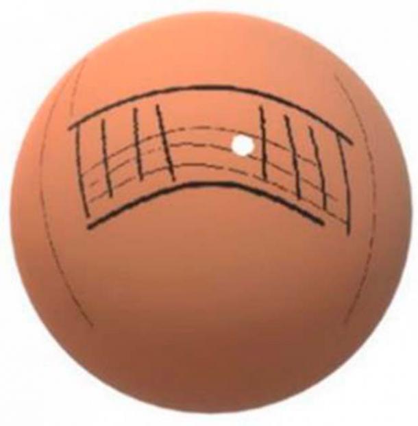 Petrosphere from Skara Brae, Orkney showing east to west graduations grid with solar highlight. (Author provided)