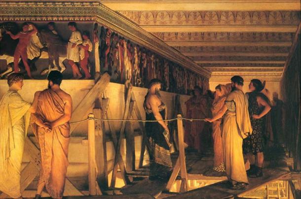 Fidias mostrando el friso del Partenón a sus amigos.