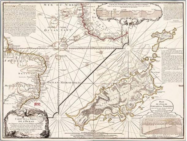 Philippe Buache, Carte d'une partie de l'Océan vers l'Équateur entre les costes d'Afrique et d'Amérique... Paris, 1737. Map engraved on copper (63,5 x 48,3 cm)