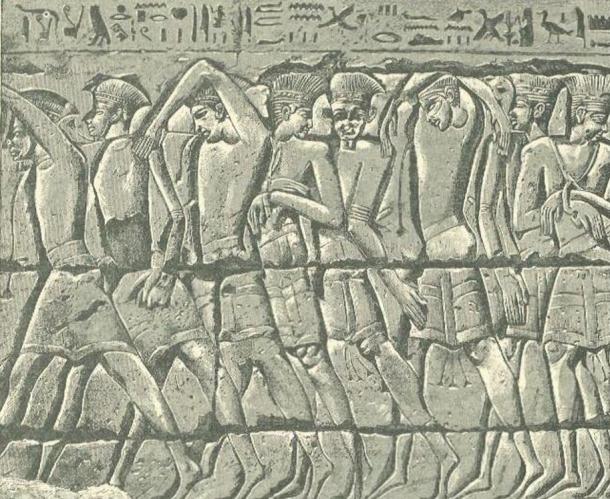 Philistine captives, Medinet-Habu tomb, Egypt 