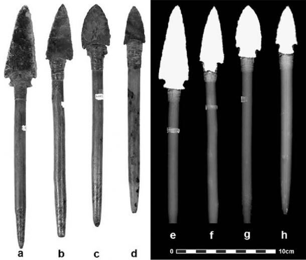 Photographs and radiographs of atlatl dart foreshafts and points. (Research Gate)