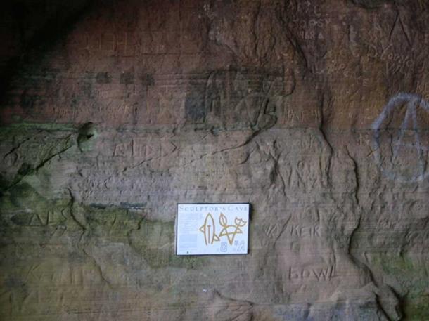 Pictish carvings in Sculptor’s Cave.