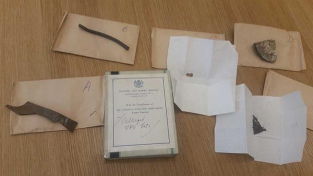 Pieces said to be from the wreckage of the Silpho UFO found in 1957.