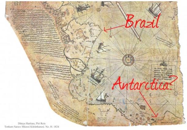 A portion of the Piri Reis map of 1513. 