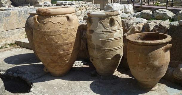 Pithoi (large storage containers) at Knossos, Crete.