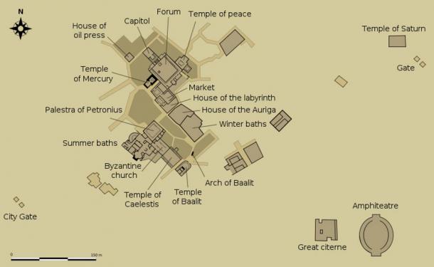 Plan of the ruins at Thuburbo Maius, Tunisia