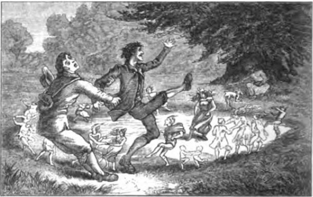 "Plucked from the Fairy Circle" A man saves his friend from the grip of a fairy ring.