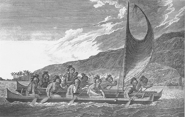 Полинезийские древние мореплаватели.  Древние истории рассказывают о путеводном свете, помогающем им в их путешествиях.  (Всеобщее достояние)