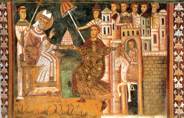 Pope Sylvester I and Emperor Constantine (Public Domain)
