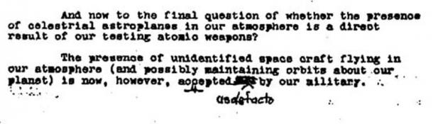 Част от доклада на Опенхаймер и Айнщайн, написан през 1947 г. (Публично достояние)