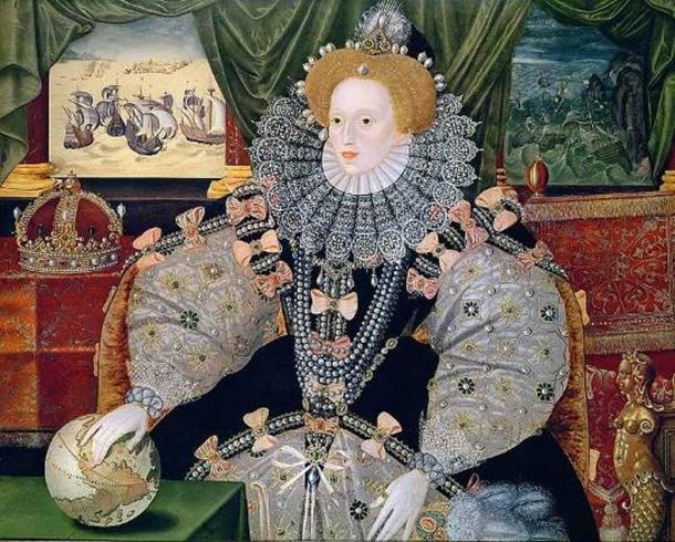 Portrait of Elizabeth I commemorating the defeat of the Spanish Armada (1588).