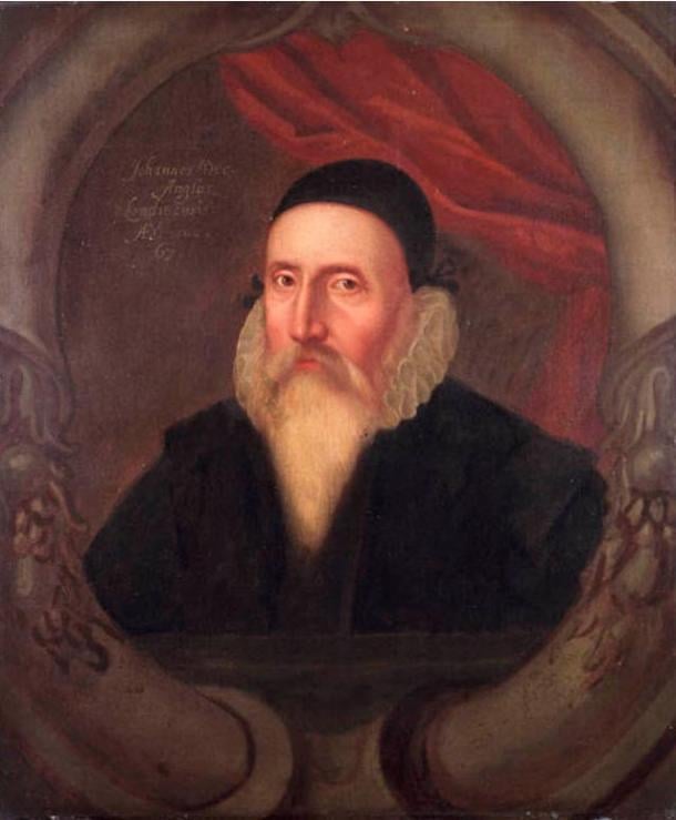 Portrait of John Dee painted during the sixteenth century by an unknown artist. It is taken from the National Maritime Museum at Greenwich. 1609