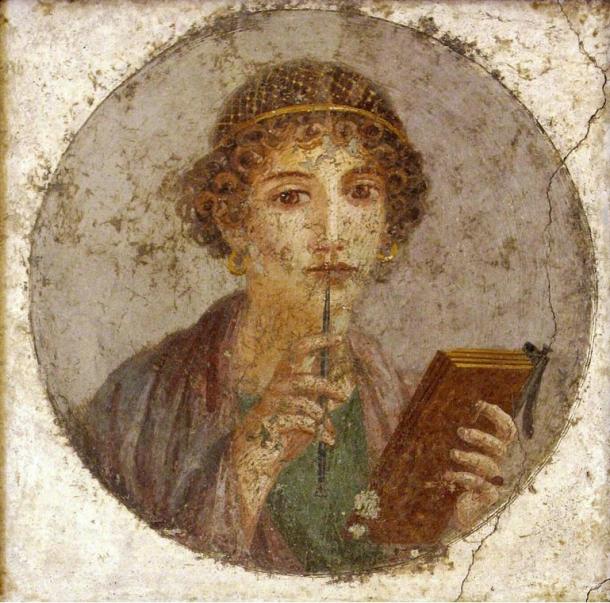 Portrait of Sappho from Pompeii, c. 50 AD, a famous poet of ancient Rome who wrote poems about beauty