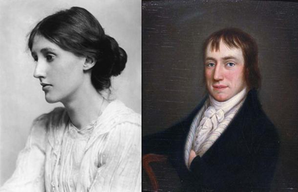 Portraits of Virginia Woolf (Public Domain) and William Wordsworth (Public Domain) – two historical figures who praised solitude.