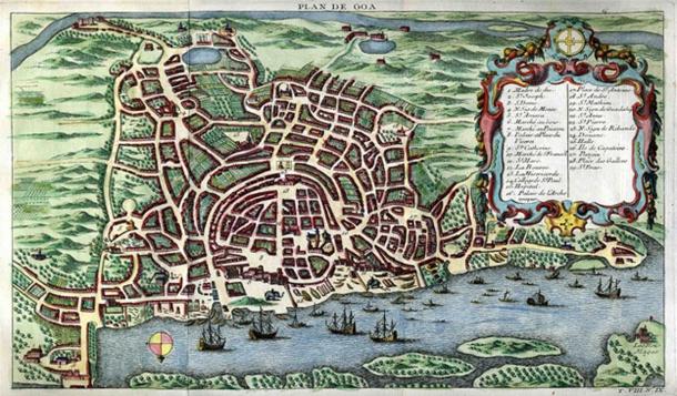 Illustration depicts the aftermath of the Portuguese conquest of Goa 