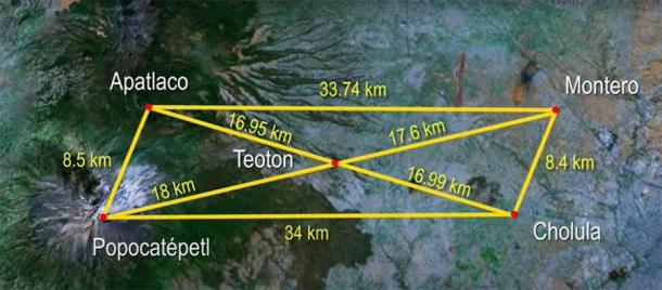 Position of Teoton in relation to other mountains and pyramids in the area. (Mystery of the Mountain / Groberg Films)