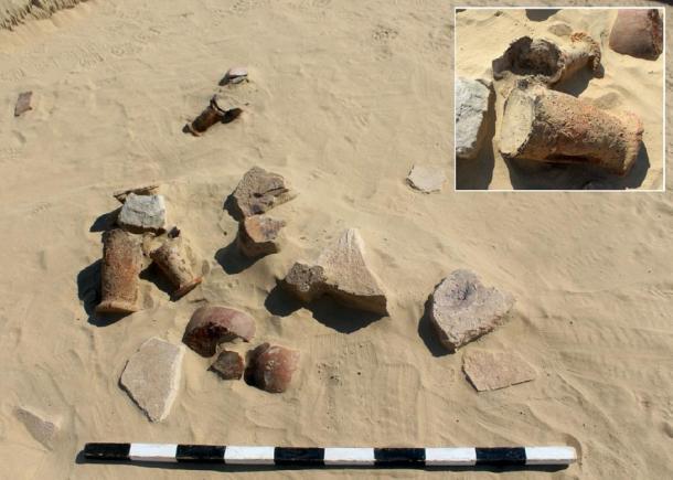 Pottery fragments found at the ancient recycling site. (UAE)