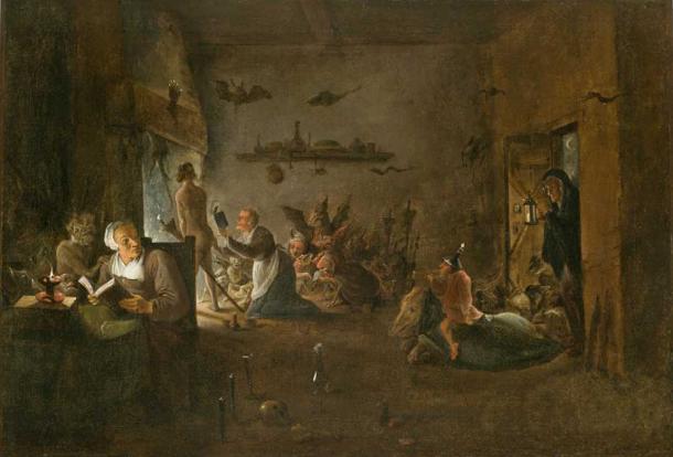 Preparación para el Sábado de las Brujas por David Teniers el Joven. Fuente: dominio público