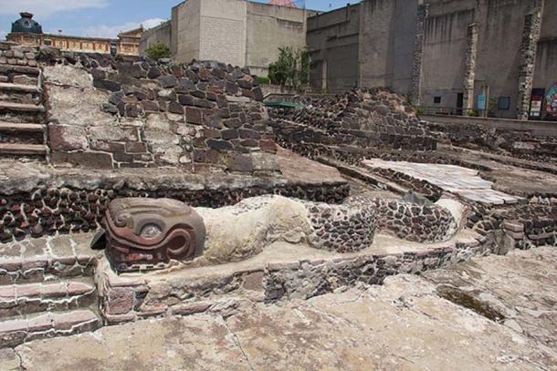 Previously excavated ruins at the nearby Templo Mayor site in Mexico City