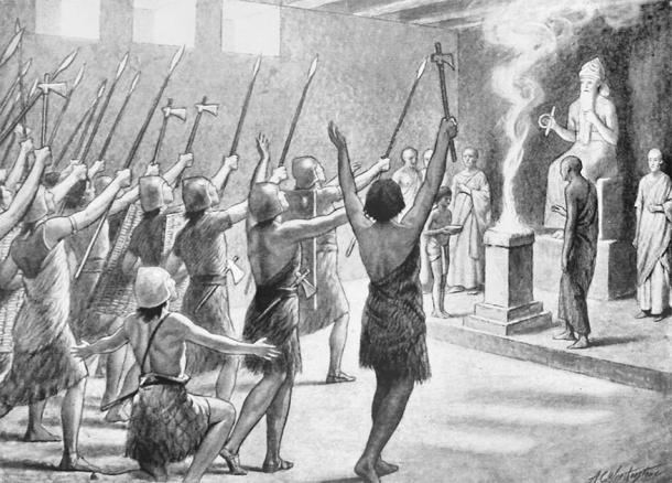 Utu-Khegal, Prince of the Sumerian city of Erech, imploring victory against the Gutian king Tirikan. (Public domain)